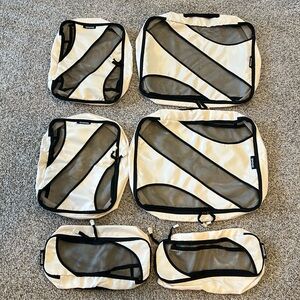 Travel Packing Cubes Set - Cream and Black